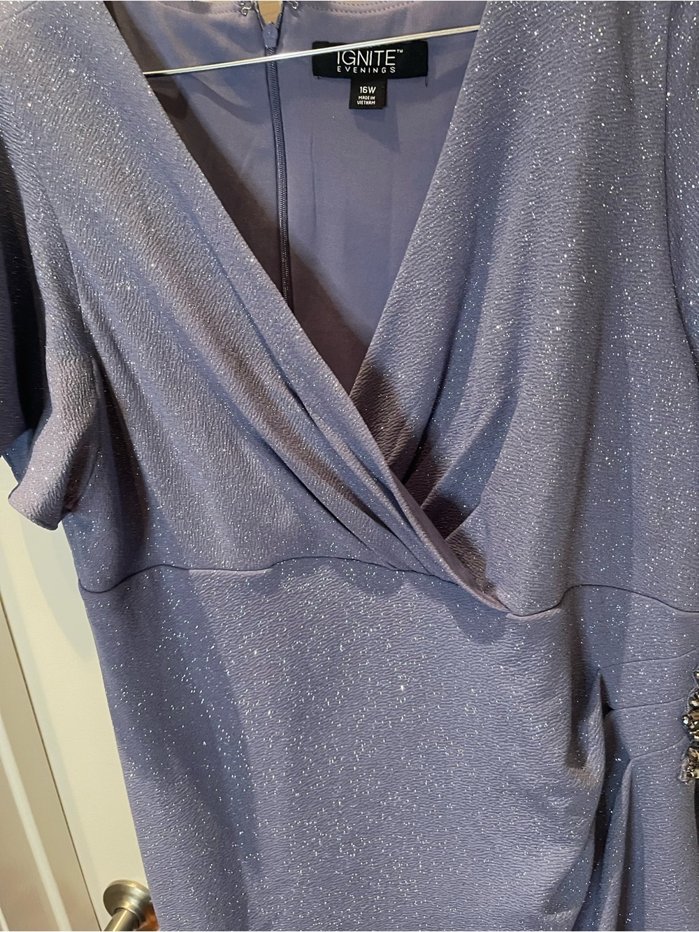 Plus-Size Glitter Wrap Maxi Dress in periwinkle Blue - Picture 9 of 16